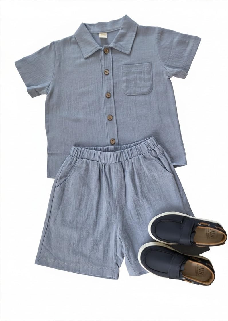 Conjunto de Lino Premium para Bebés y Niños con Mocasines Incluidos - Aliza Rivera Designs.