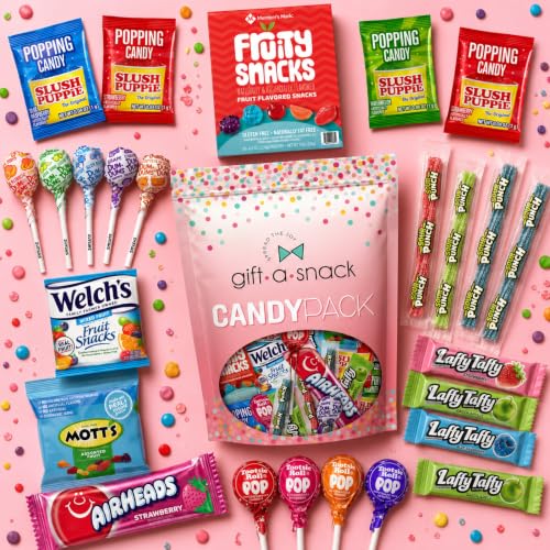 Image of Gift A Snack - Snack Box Candy Variety Pack Care Package + Greeting Card (Assortment) Graduation Birthday Sweet Treats Gift Basket, Office Food Assortments & Variety Gifts
