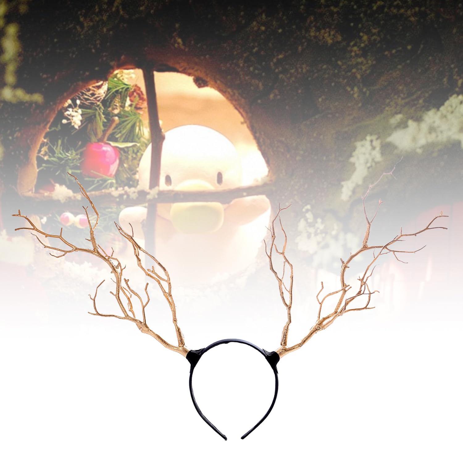 NAUZE Branch Antler Headband Golden Animal Hair Band Horn Cosplay Costume Hair Accessory Xmas Party Photo Props for Halloween Christmas Masquerade - Image 3