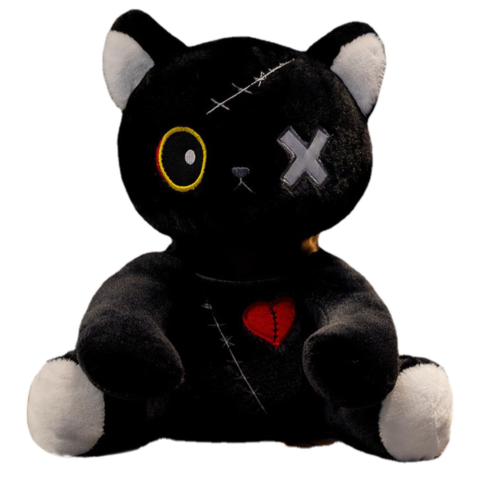 Goth Rabbit Plush - Creepy Stuffed Doll, Spooky Halloween Toy, Easter Pillow, Dreadful Animal | Kids Children Birthday Present Fun Soft Collectible For Gift Holiday Party Decor Companion
