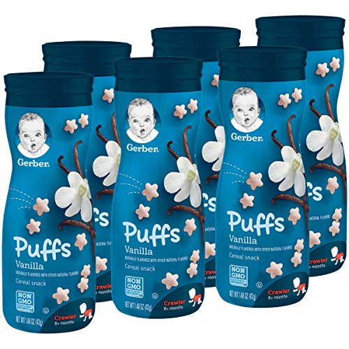 Gerber Graduates Puffs Cereal Snack, Vanilla, Naturally Flavored with Other Natural Flavors, 1.48 Ounce, (Pack of 6)