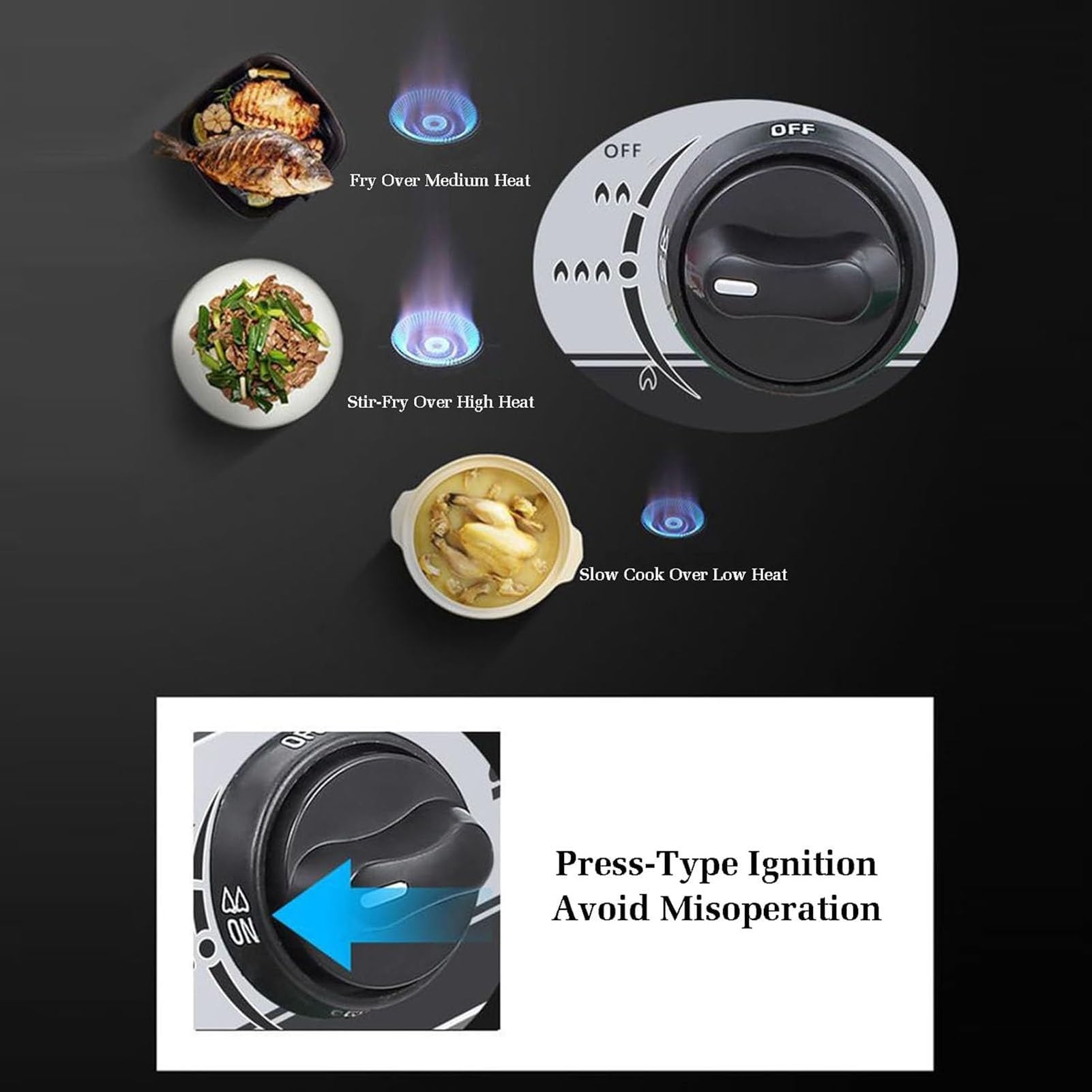 THEGA Estufa De Gas De 5,2 KW, con Nueve Cavidades Y Alto Fuego, Reguladores Interiores De Acero Inoxidable para Catering, con Protección contra El Apagado.(NG)