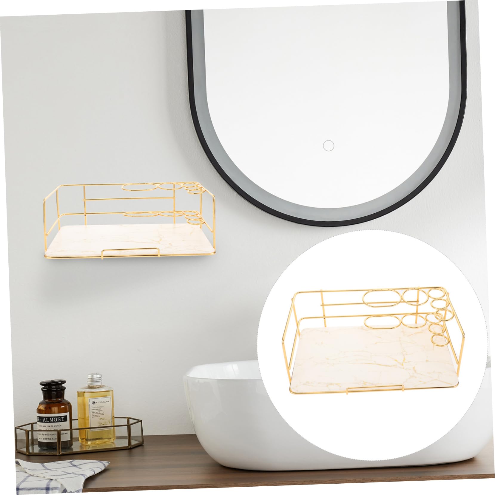 Cabilock Estante de Mármol para Baño Soporte para Cepillos de Dientes Organizador de Encimera Bandeja de Almacenamiento para Tocador para Baño