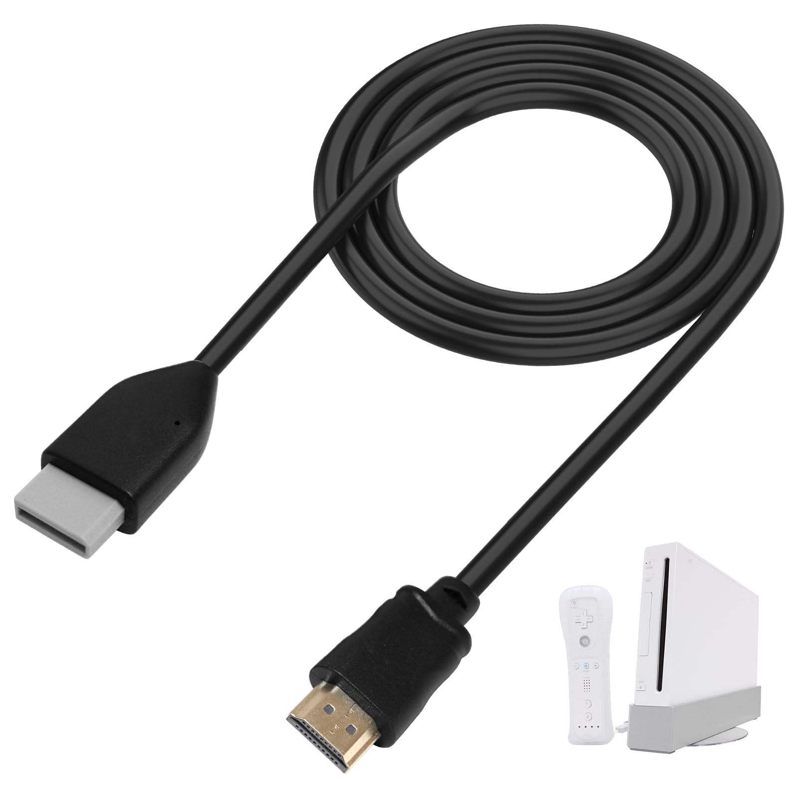 Equiyoal Adaptador para Wii a HDMI Cable Convertidor para Wii a HDMI Video Converter Full HD 1080P/720P para W-II Display Modes 720P NTSC para Monitor Projector TV, Integrado y diseño de Cable HDMI - 2
