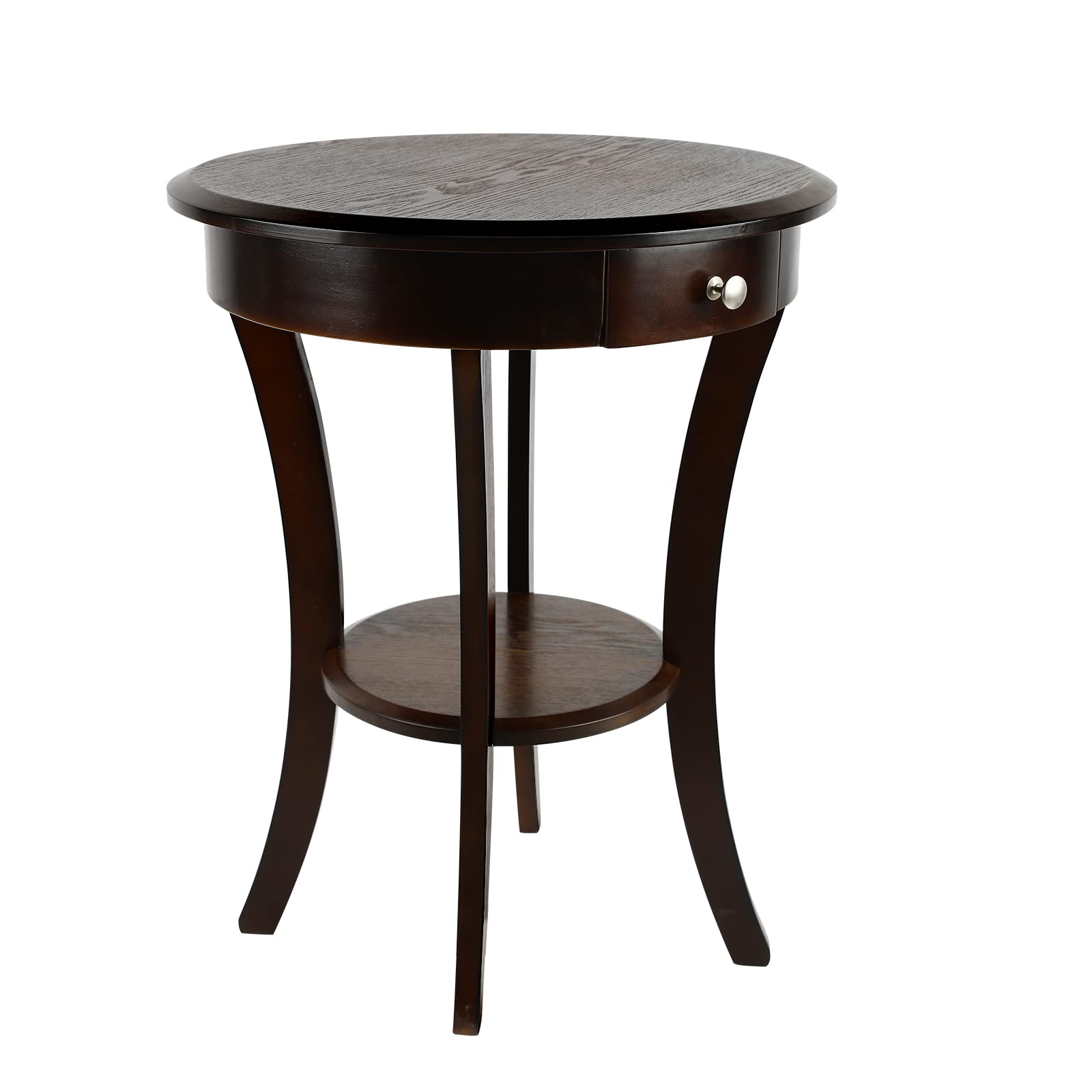 Photo 1 of ACEHOME Wood Side Table with Drawer and Shelf, Storage with Accent Table, Side Table with Storage for Bedroom, Nightstands, Small Round Side Tables Living Room(Brown) Brown Solid Wood Top1011650489