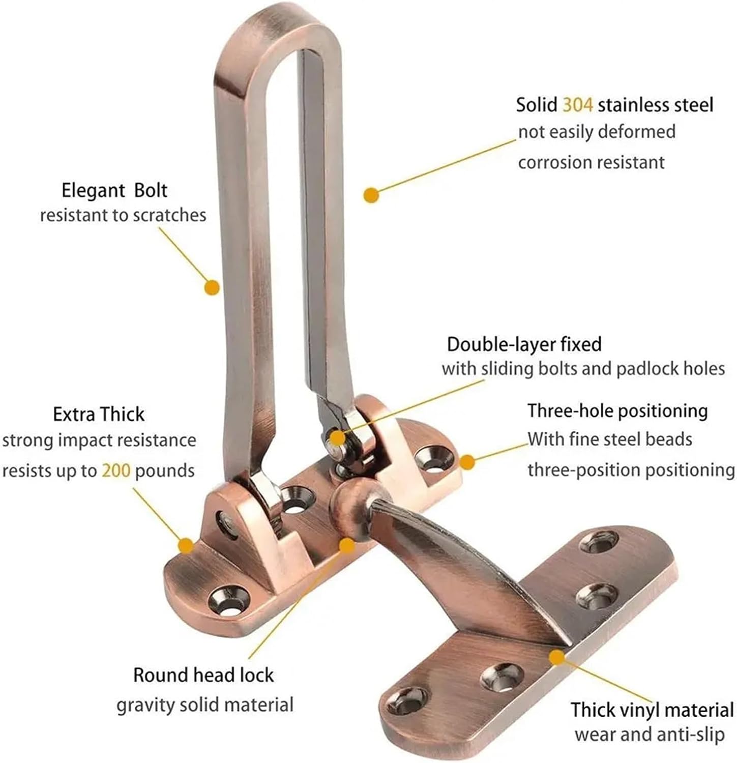 5pcs Door Lock Latch Zinc Alloy Reinforcement Anti-Theft Buckle(Color1)