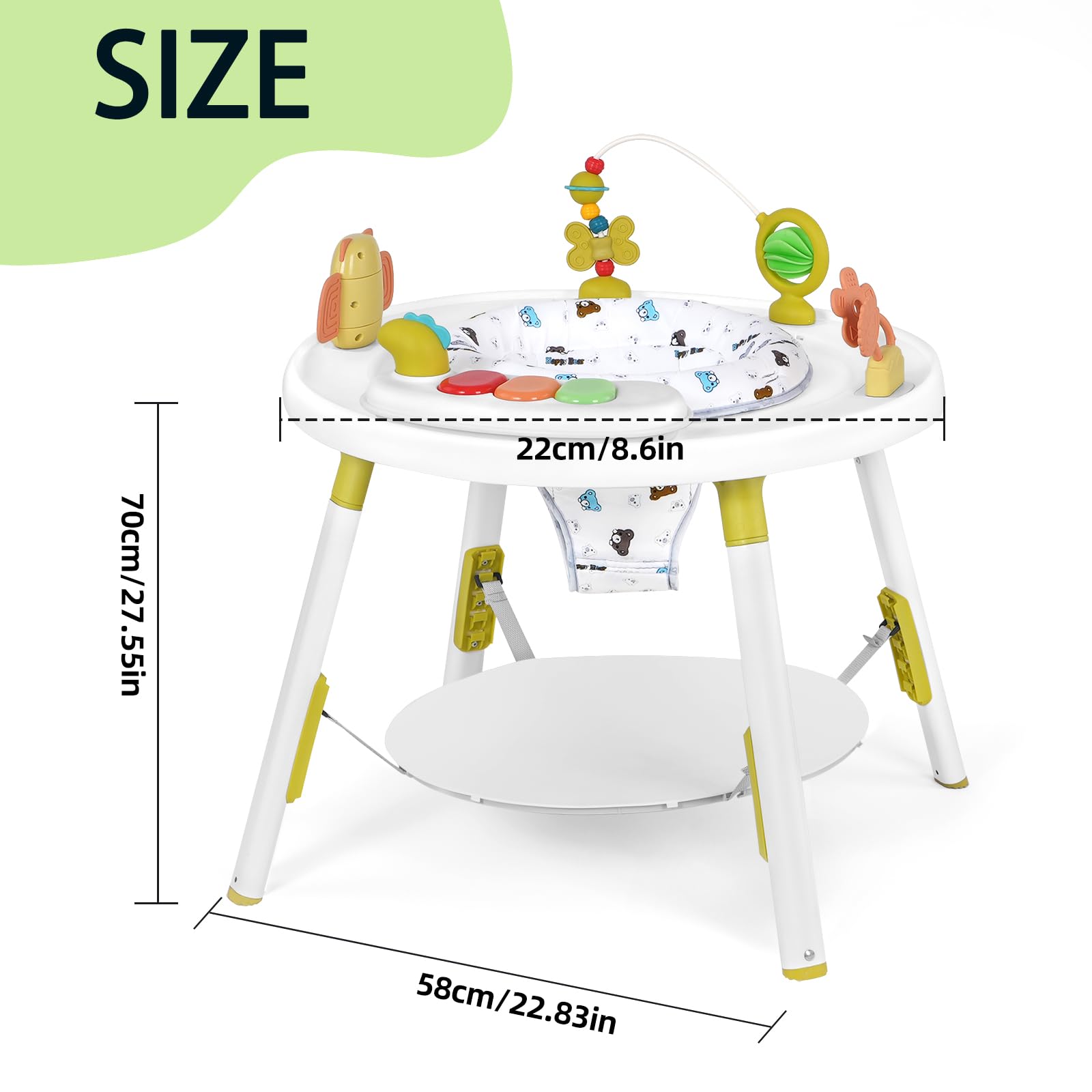 UBRAVOO Baby-Aktivitätszentrum, 3-in-1 Baby Lauflernhilfe mit abnehmbaren Spielzeugen und 360° Drehbarem Sitz – ideal für die Entwicklung und Unterhaltung von Kleinkindern (Green)