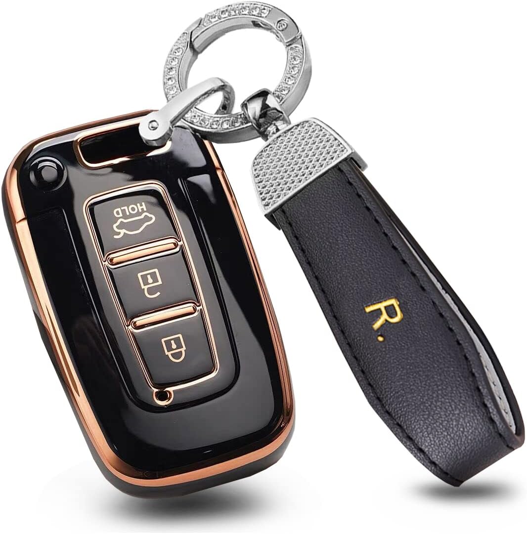 ontto TPU Car key fob cover Fit for Hyundai i30 ix35 Accent Tucson Elantra Sonata Veloster Genesis KIA Azera K7 keyring Key case Key Shell Key Holder keychain Accessories R