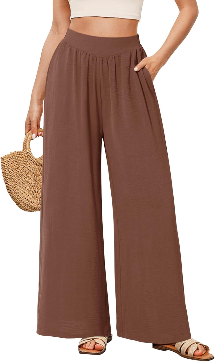 NIMIN Palazzo Pants for Women Wide Leg High Waisted Slack 2026 Summer Flowy Beach Casual Clothes with Pockets