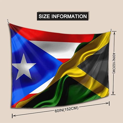 Miniatura 5 de Tapiz de bandera de Jamaica Puerto Rico y Jamaica, 60 x 40 pulgadas, divertido tapiz estético, arte de pared para dormitorio, sala de estar, colgar