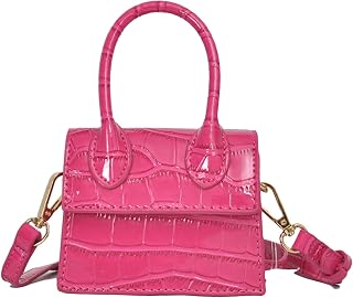 Women Clutch Purse Crossbody Mini Bags Faux Leather with Strap Fashion Trendy Mini Handbag Square Tote Crocodile Top Handle Mini Cute Purse Wallet