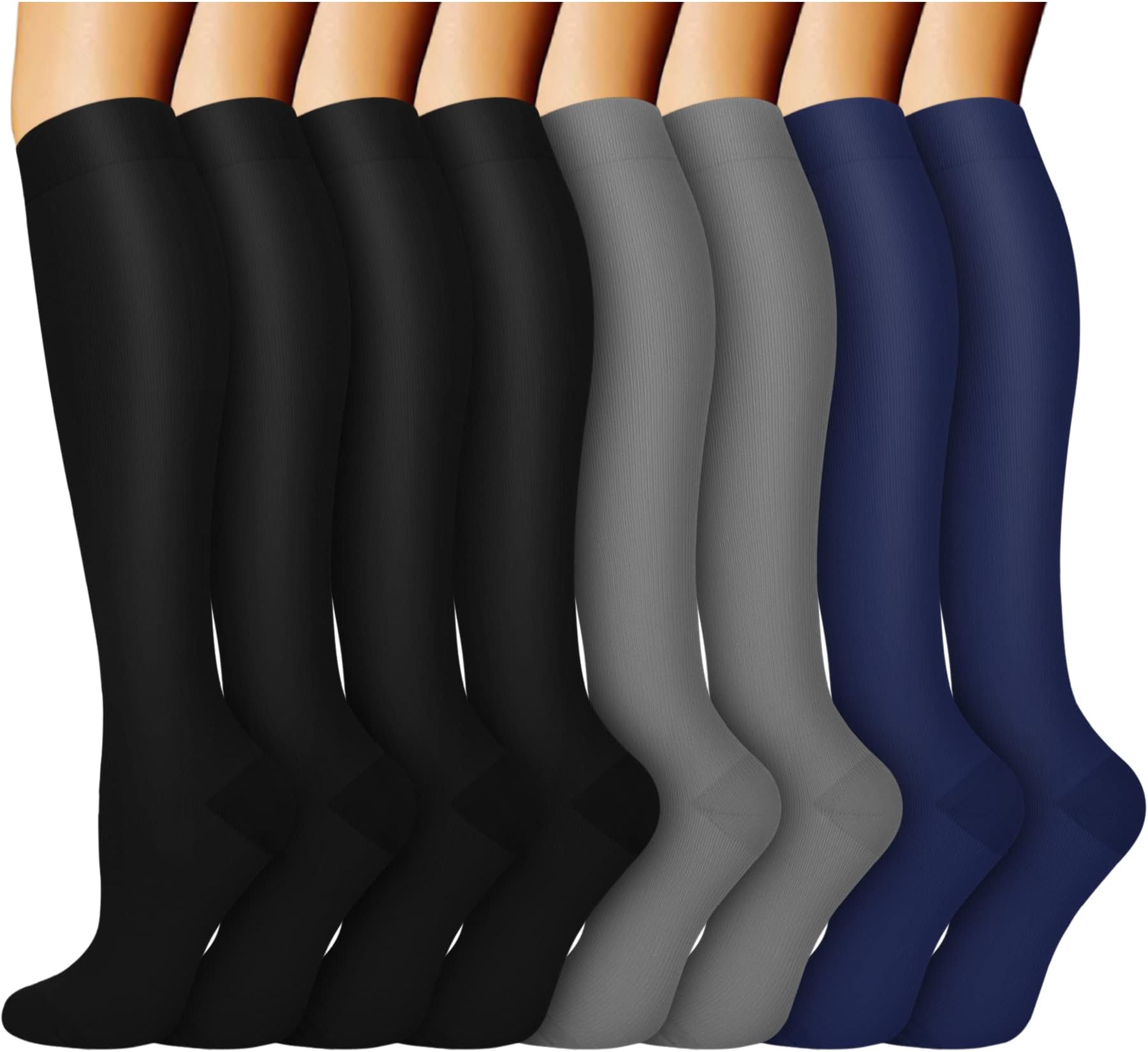 ACTINPUT Compression Socks for Women & Men Circulation 8 Pairs 15-20mmHg-Best support for Nurse,Medical,Running,Athletic