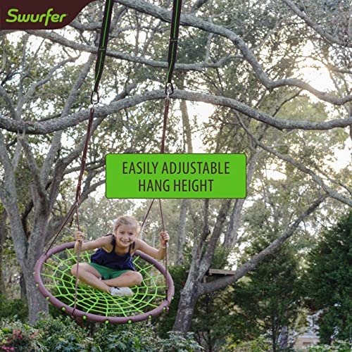 Swurfer Web Tree Swing, Saucer Swing – Tree Swings for Kids Outdoor, Outdoor Swing for Kids, Weather Resistant, Durable Aluminum Frame, Adjustable Rope, Easy Tool Free Assembly, Holds up to 500lbs