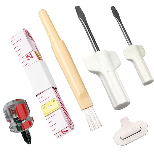 SZSONO Sewing Machine Repair Tool Kit, 6pcs Accessories Overlock & Serger Service Cleaning Kit Includes 2-in-1 Thread Removal Brush, Set of Screwdrivers, Soft Tape Measure