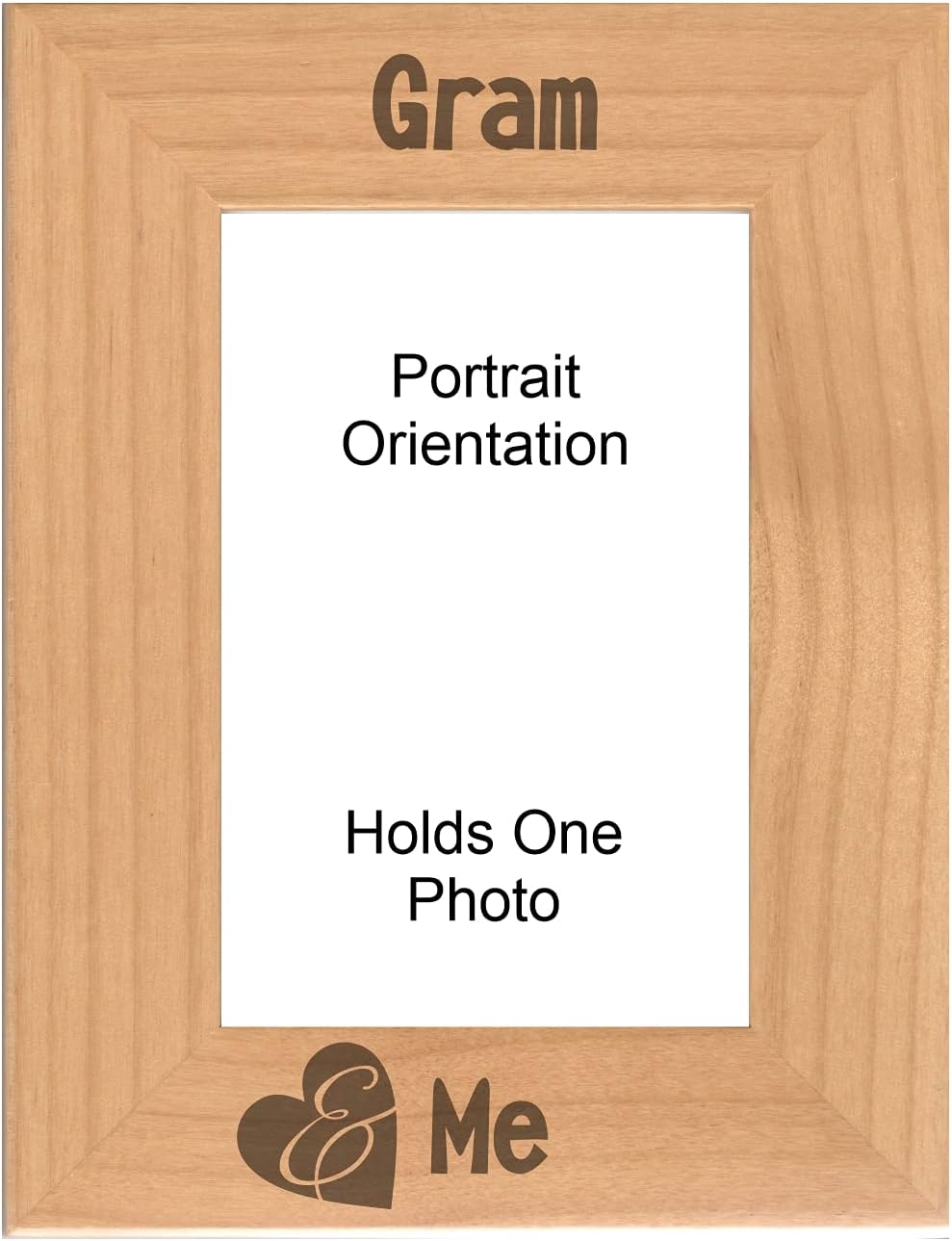Gift for Grandma Gram and Me Heart Engraved Natural Wood Picture Frame Mothers Day (8x10 Portrait)