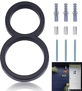 House Address Numbers,Go Ho 5 Inch Floating Modern House Numbers,Black Zinc Alloy Number Garden Door Mailbox Address Numbers,Easy to Install with Nail Kit and Instructions(Number 8)