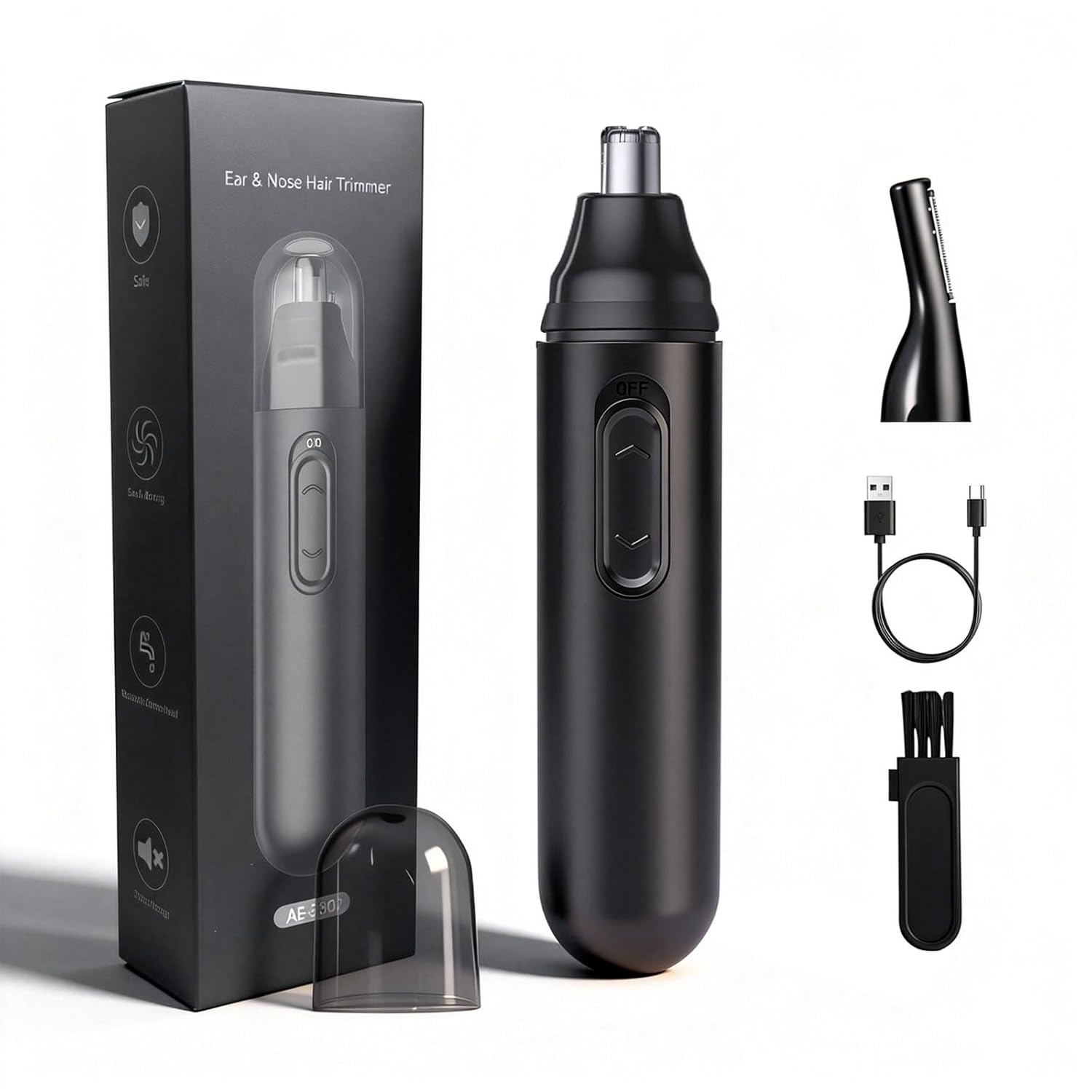 GERY Nose Hair Trimmer Clipper 2 in 1 Eyebrow Trimmer with Dual Replaceable Heads USB Rechargeable Dust Proof