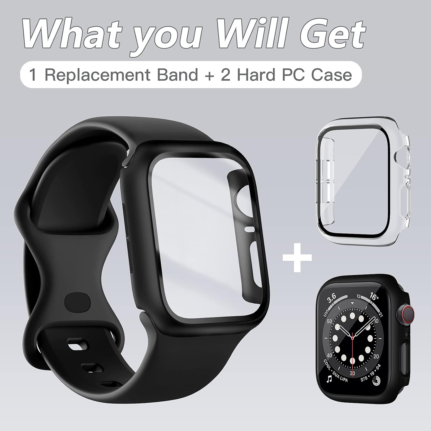 HAPAW Sport Bands with 2 Packs Screen Protector Case Compatible with Apple Watch Band 40mm for Women and Men, Soft Silicone Replacement Strap Wristband with Hard PC Cover for iWatch Series 6 5 4 SE