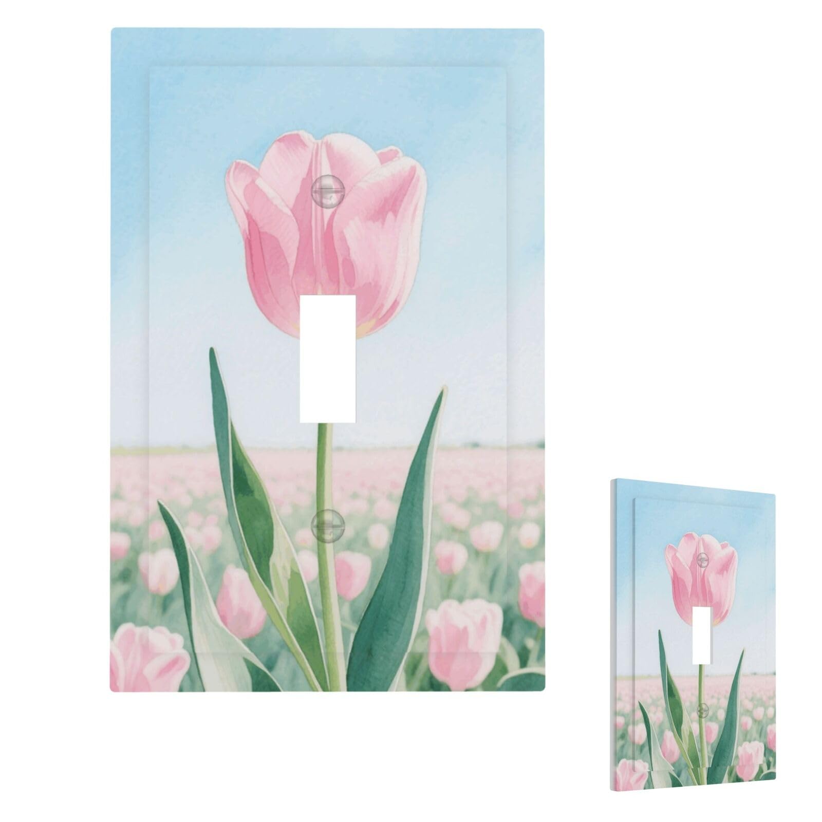 Fekiloot Single Toggle Flowers Wall Plate Cover Modern Decorative 1 Gang Light Switch Cover Unbreakable Receptacle Outlet Covers For Living Room Bedroom Home Decor