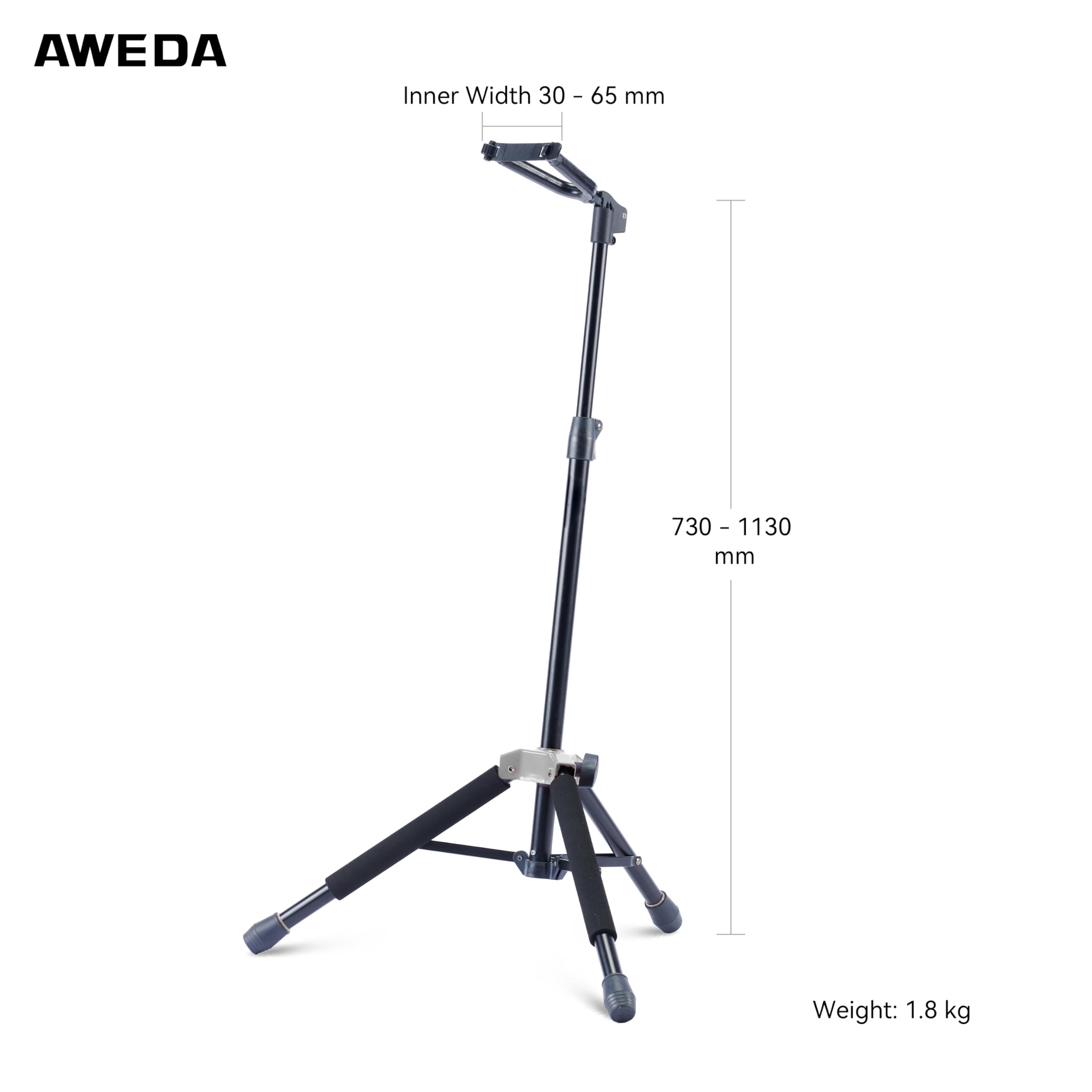 AWEDA Single Guitar Stand with Adjustable V-Shape Yoke, Height-Adjustable Metal Guitar Stand