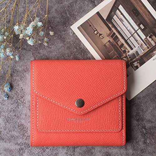 Borgasets Women's RFID Blocking Small Compact Bifold Leather Pocket Wallet Ladies Mini Purse (Crosshatch Red)