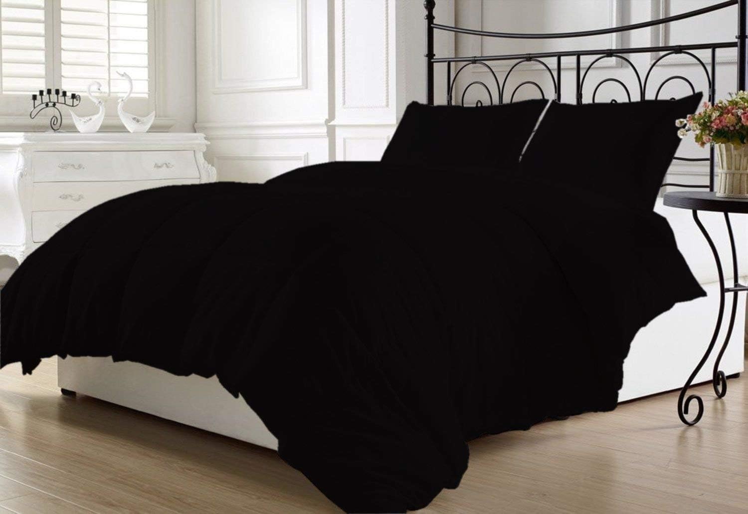 Duvet Insert or Stand-Alone - 400 Thread Count 1-Piece Quilted Box Stitching Comforter - 200 GSM Microfiber Fill - 100% Cotton Solid - Royal Blue - Full