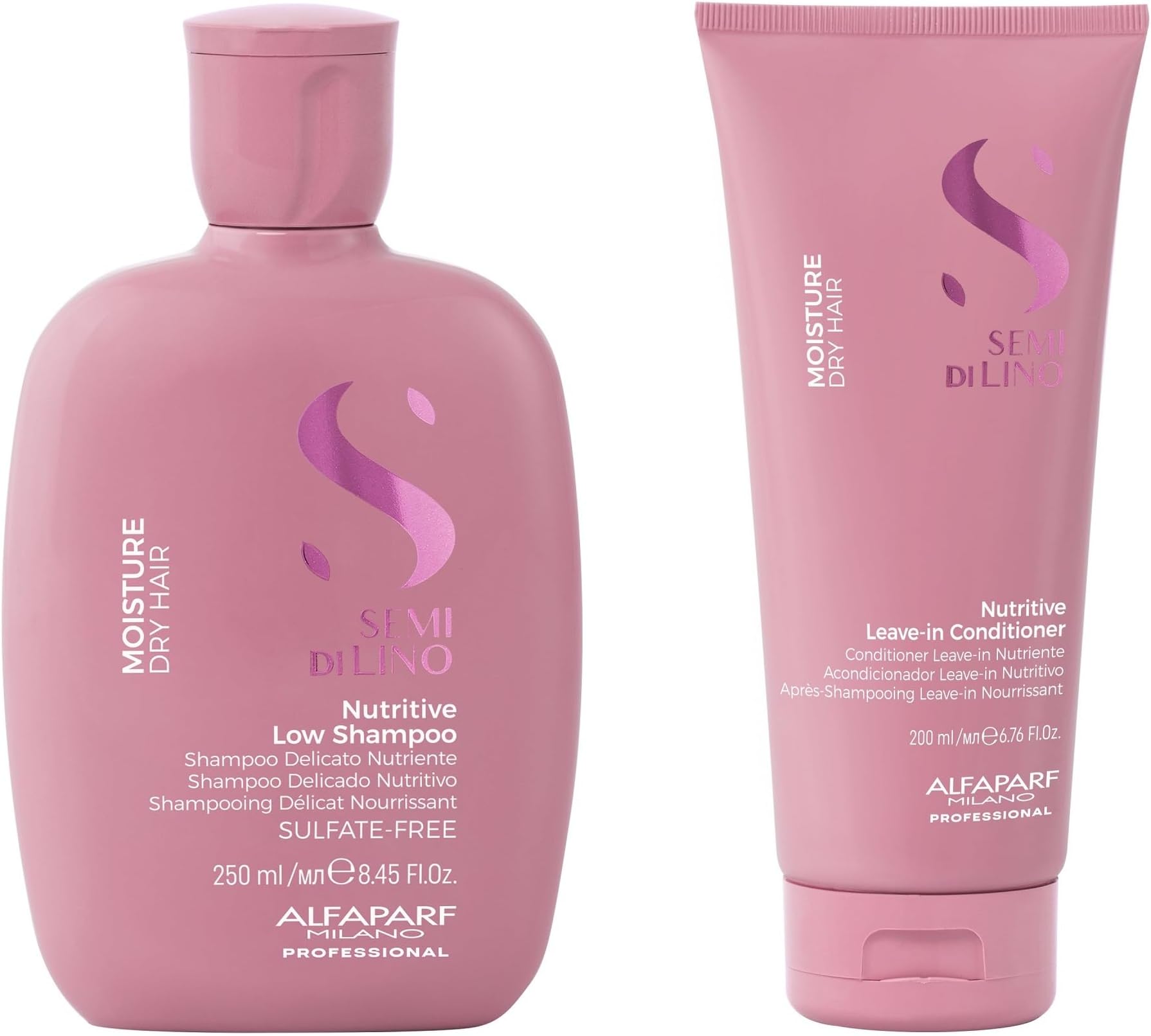 Semi di Lino Moisture Nutritive Shampoo and Conditioner Set for Dry Hair - Sulfate Free Moisturizing Shampoo and Conditioner - Safe on Color Treated Hair - Adds Shine and Softness