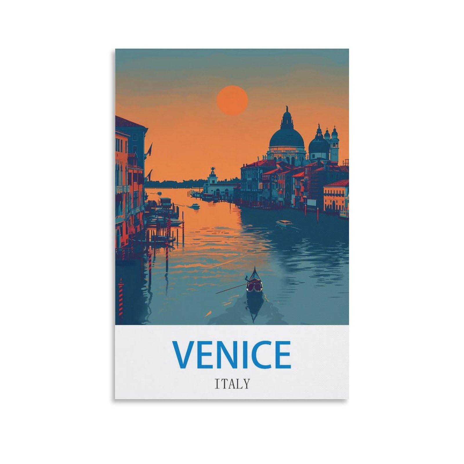 Zhilijing Unframe-Style Venice Italy Vintage Travel Poster 08X12inch(20X30cm) Decorative Painting Canvas Wall Posters And Art Picture Print Modern Family Bedroom Decor Posters