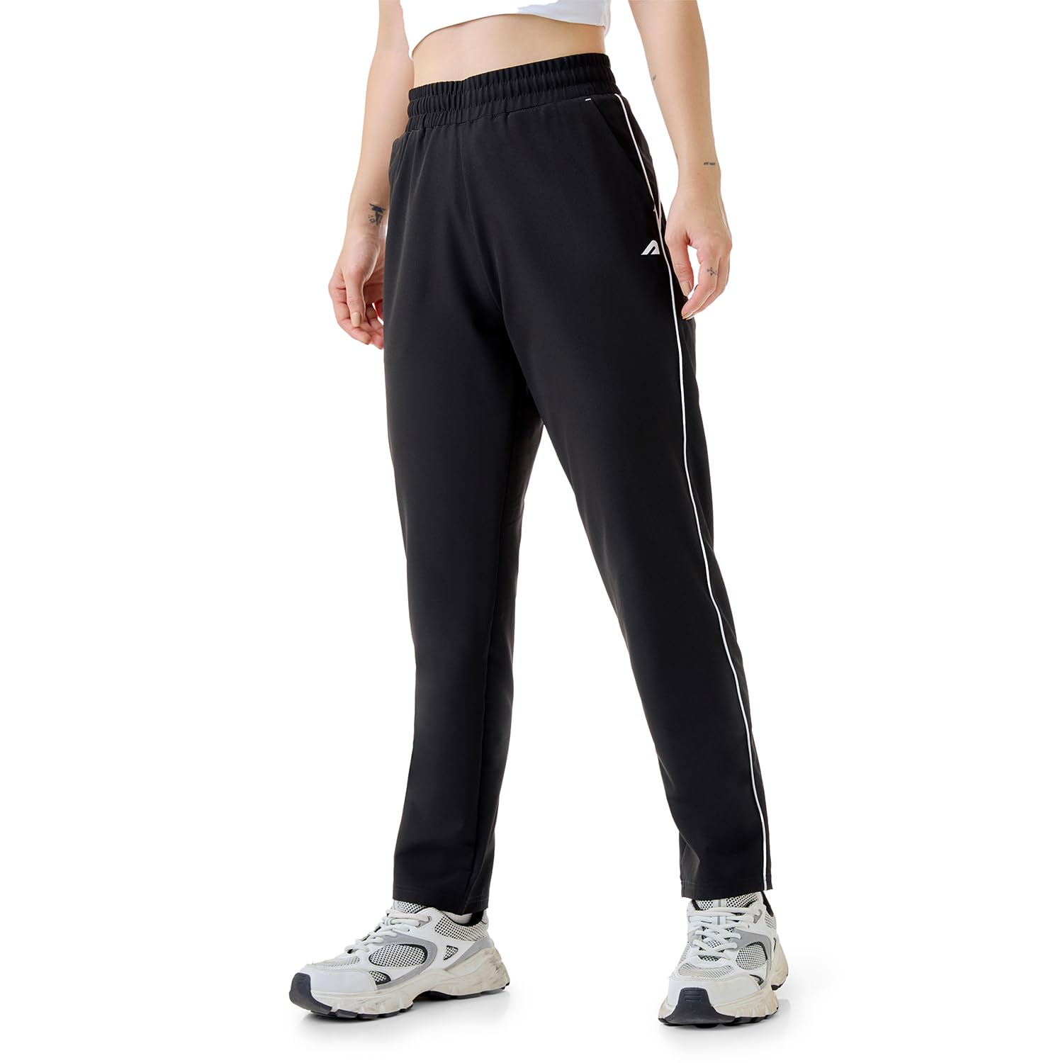 Track Pants for Women with Contrast Piping,Lightweight Poly Terry Fabric,Elastic Waistband, Side Slant Pockets,Regular Fit Gym Track Pants for Woman Athletic Gym,Running & Casual Wear Joggers-image-10