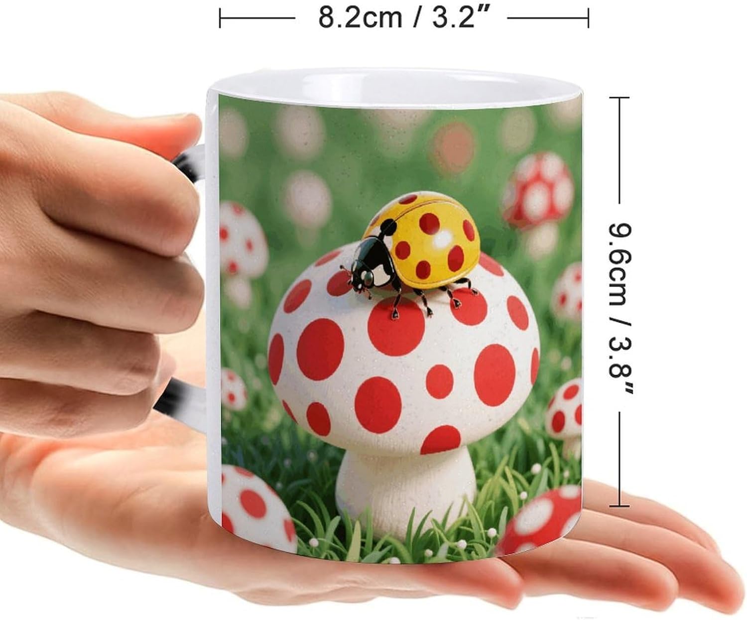 Color Changing Mug, Novelty Coffee Magic Cup, Polka - Dot Ladybug image 2