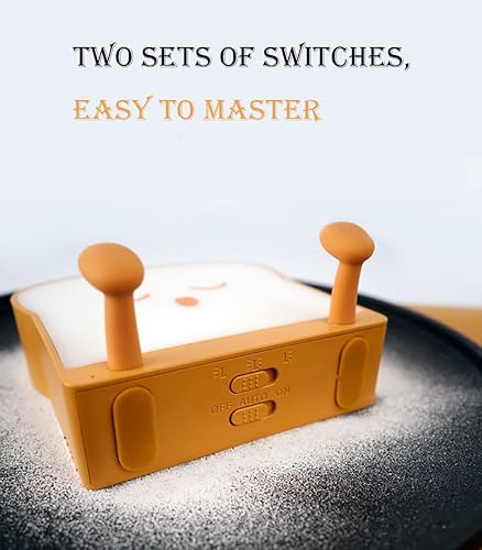 Miniatura 5 de Linda luz nocturna de tostada, lámpara de noche LED de pan, recargable por USB, luz temporizadora, portátil, para dormitorio, mesita de noche, con