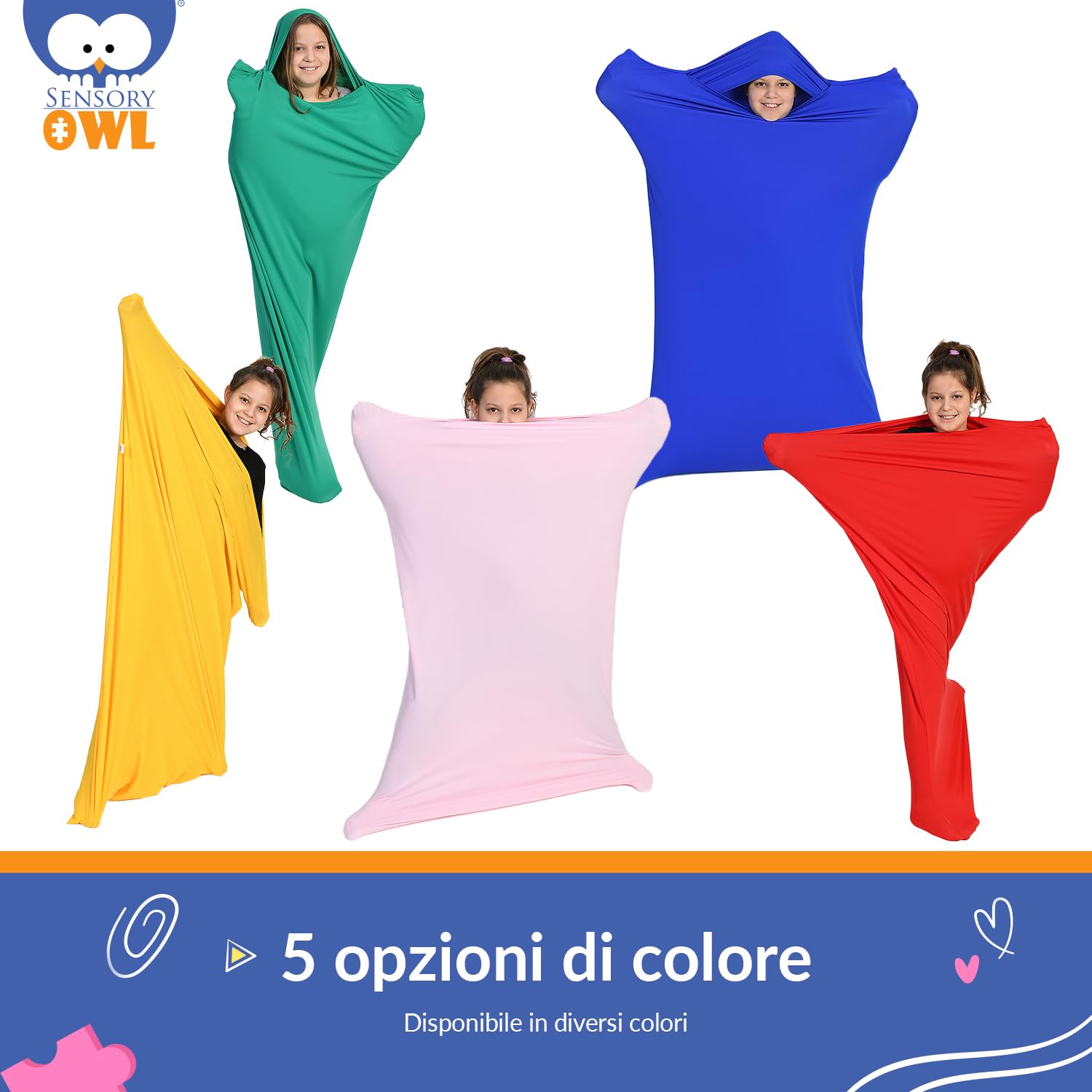 Calza Sensoriale Per Bambini e Adulti Antistress Autismo ADHD Stimolazione Della Pressione M 125 cm Rosso