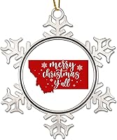 Vista 10 de Patriotic American State Christmas Ornaments for Tree Kansas Christmas Tree Decoration Keepsake Merry Christmas Y’All Metal Snowflake Christmas
