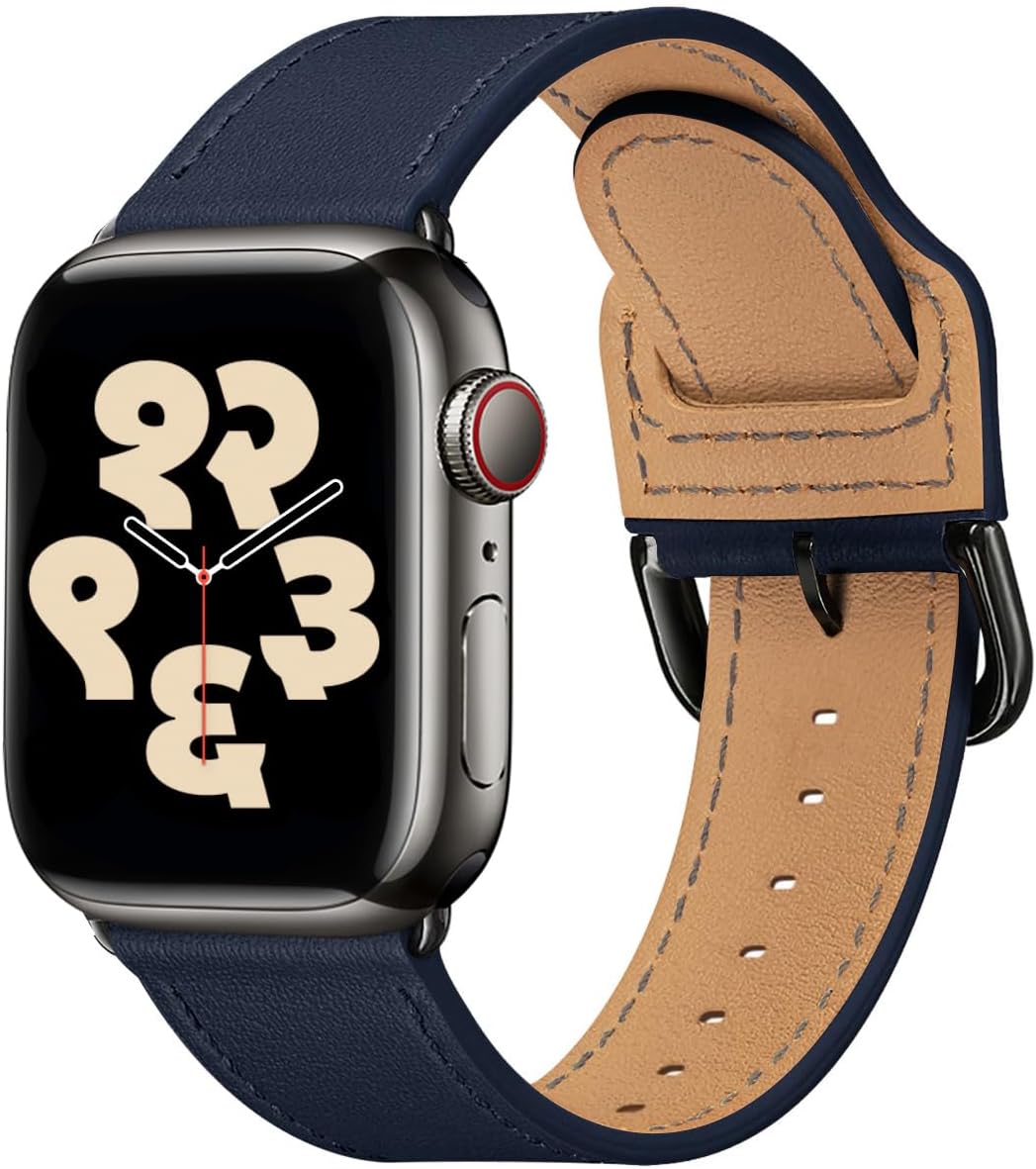 Apple Watch Band, Leather Compatible, Apple Watch Band, Women's, Men's, Genuine Leather, 42mm, 41mm, 40mm, 38mm, 44mm, 45mm, 46mm, 49mm, Replacement for iWatch Ultra 3 2, Ultra SE3, 2, SE