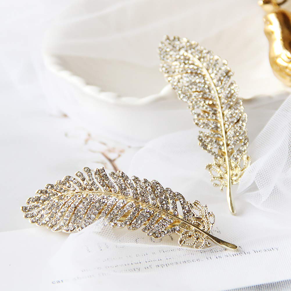 Amazon.com : Vintage Rhinestone Leaf Feather Style Hair  display picture 1