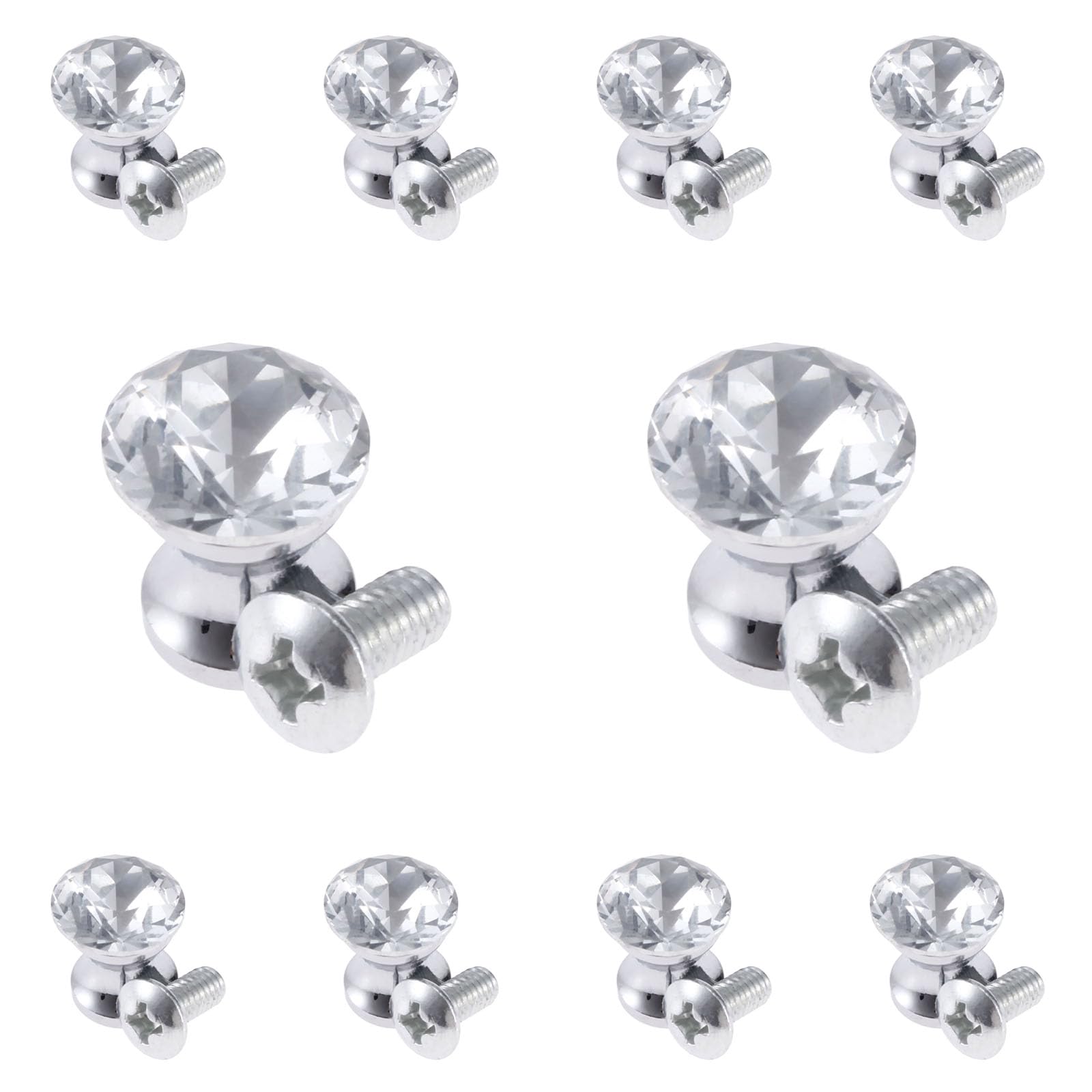 Mgoodoo 10Pcs Crystal Knobs Mini,12mm Diamond Jewelry Box Knobs Small Glass Clear Pull Handles for Handmade Drawer Cabinet Cupboard Wardrobe Single Hole