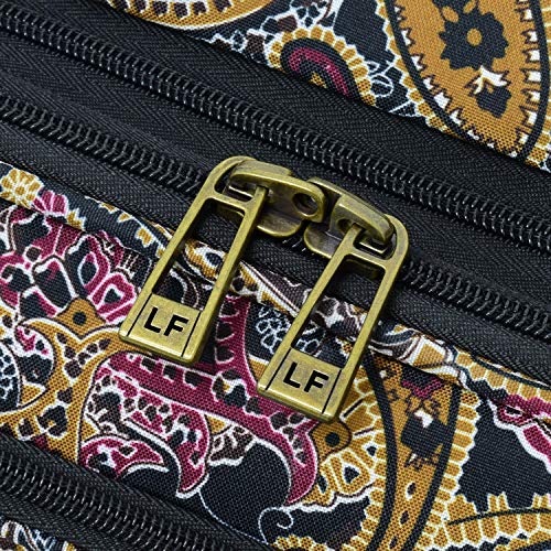 LONDON FOG Cranford Softside Expandable Spinner Luggage, Black Gold Plum Paisley, Checked-Medium 25-Inch - Image 6