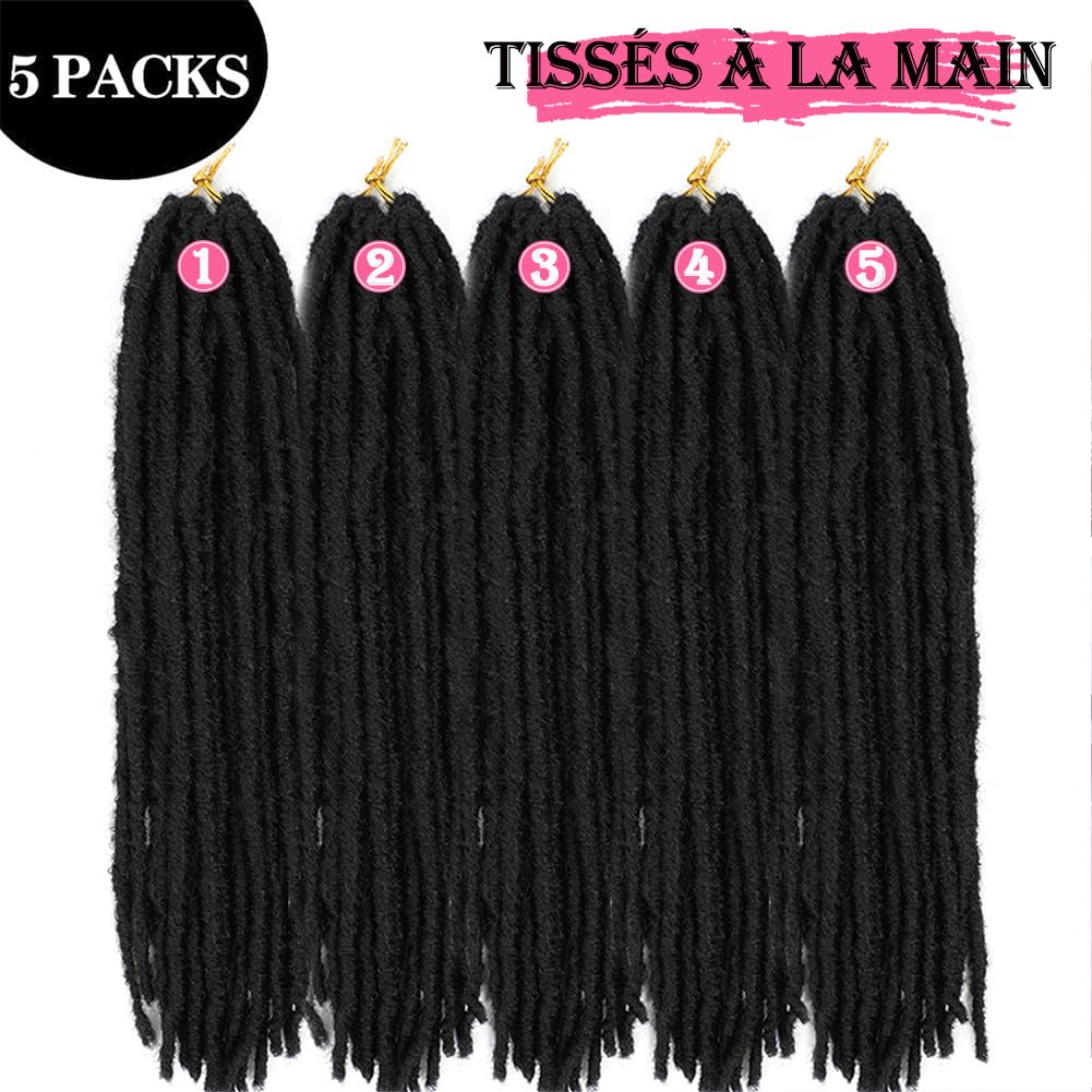 SOKU Goddess Faux Locs Crochet Hair Noir 5 Packs/lot Dreadlocks Crochets Tresses Doux Faux Locs Tressage Extensions de Cheveux 66cm Dreadlocks Synthétiques