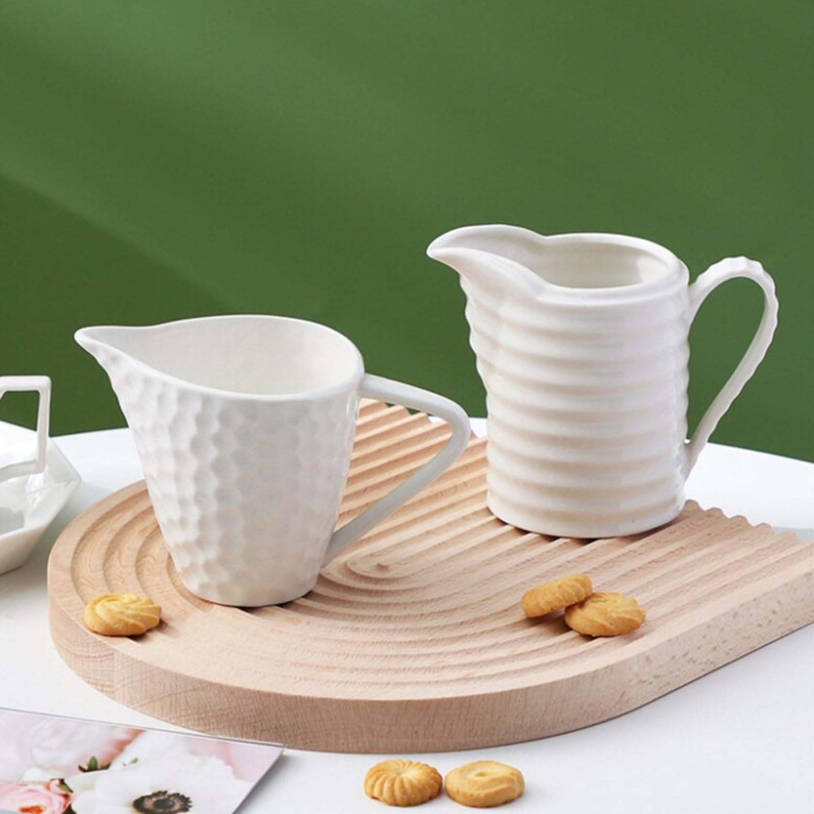 MRKU Pot à Lait, saucière, Tasse à Eau, pichet, crémier, Distributeur de café, sucrier, récipient en céramique à décor en Relief, 220 ML et 280 ML, Style européen
