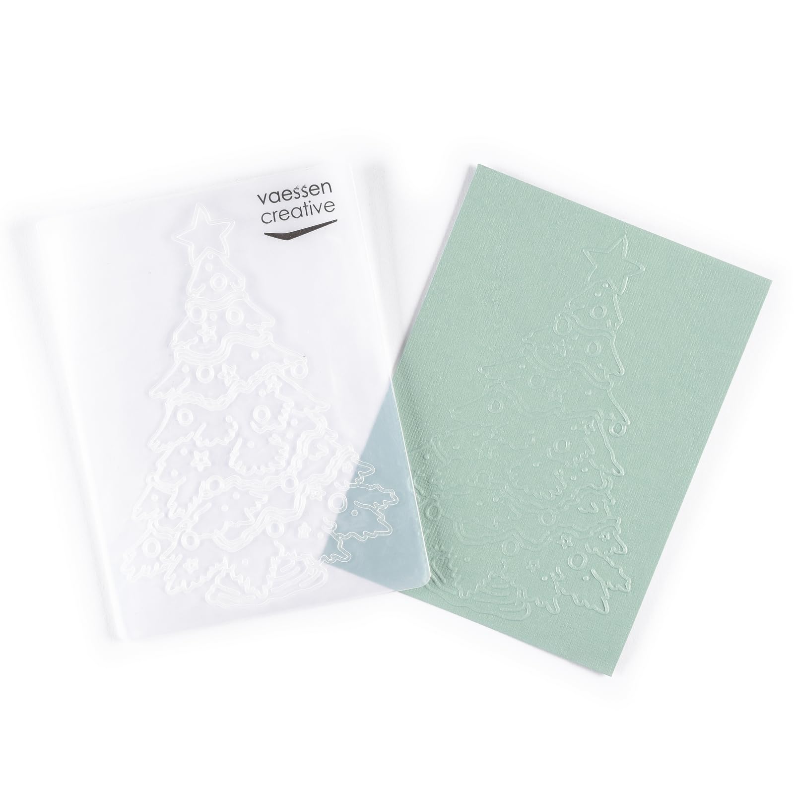 Vaessen Creative Carpeta de Embossing Árbol de Navidad 14,6 x 10,7 cm – Plantilla de Repujado para Tarjetería, Scrapbooking, Journaling – Reutilizable, Resultados Precisos, Para Máquinas de Troquelado