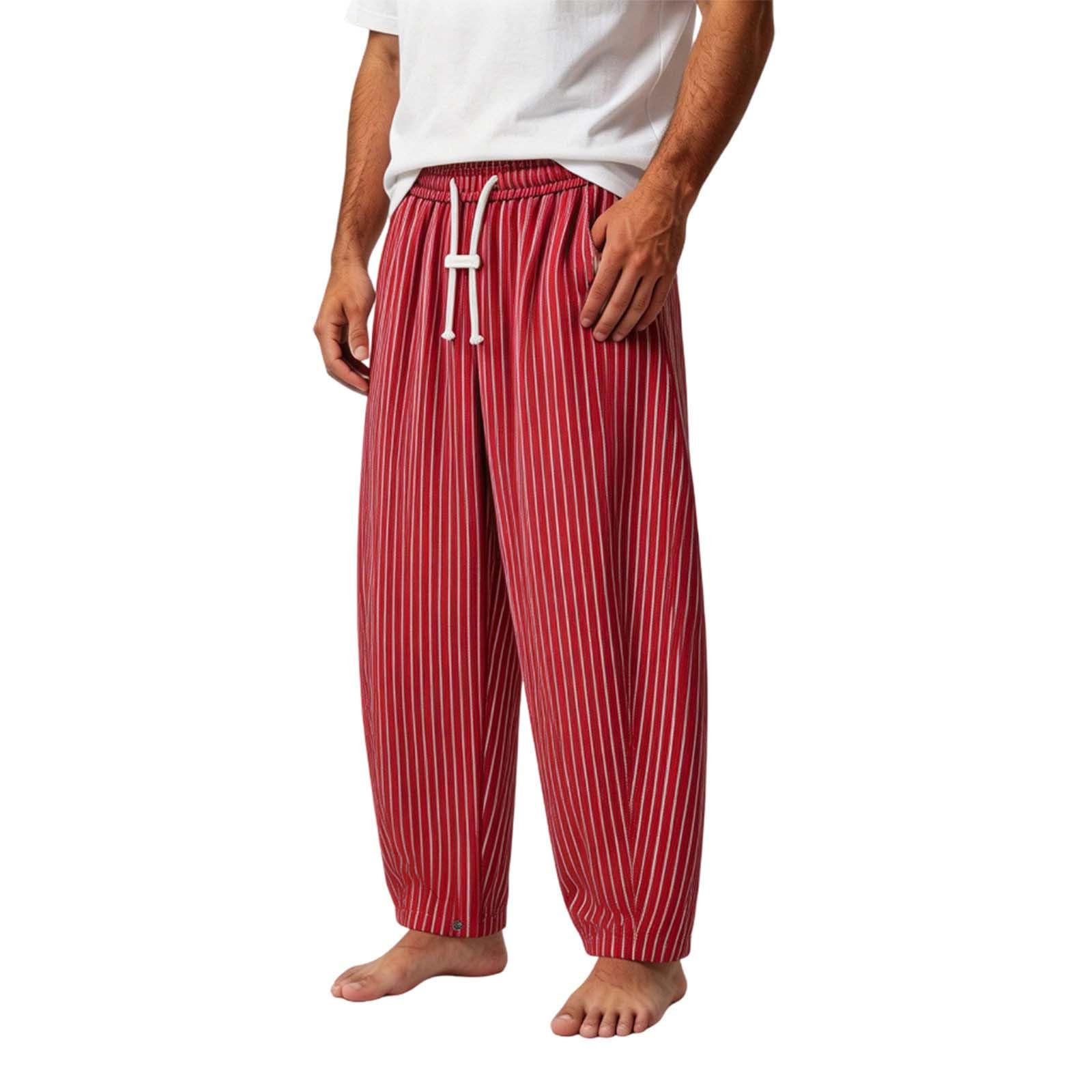 Pantaloni da jogging da uomo, lunghi, a righe, sportivi, estivi, casual, in tessuto, tinta unita, traspiranti, con coulisse e tasche, per attività all'aperto
