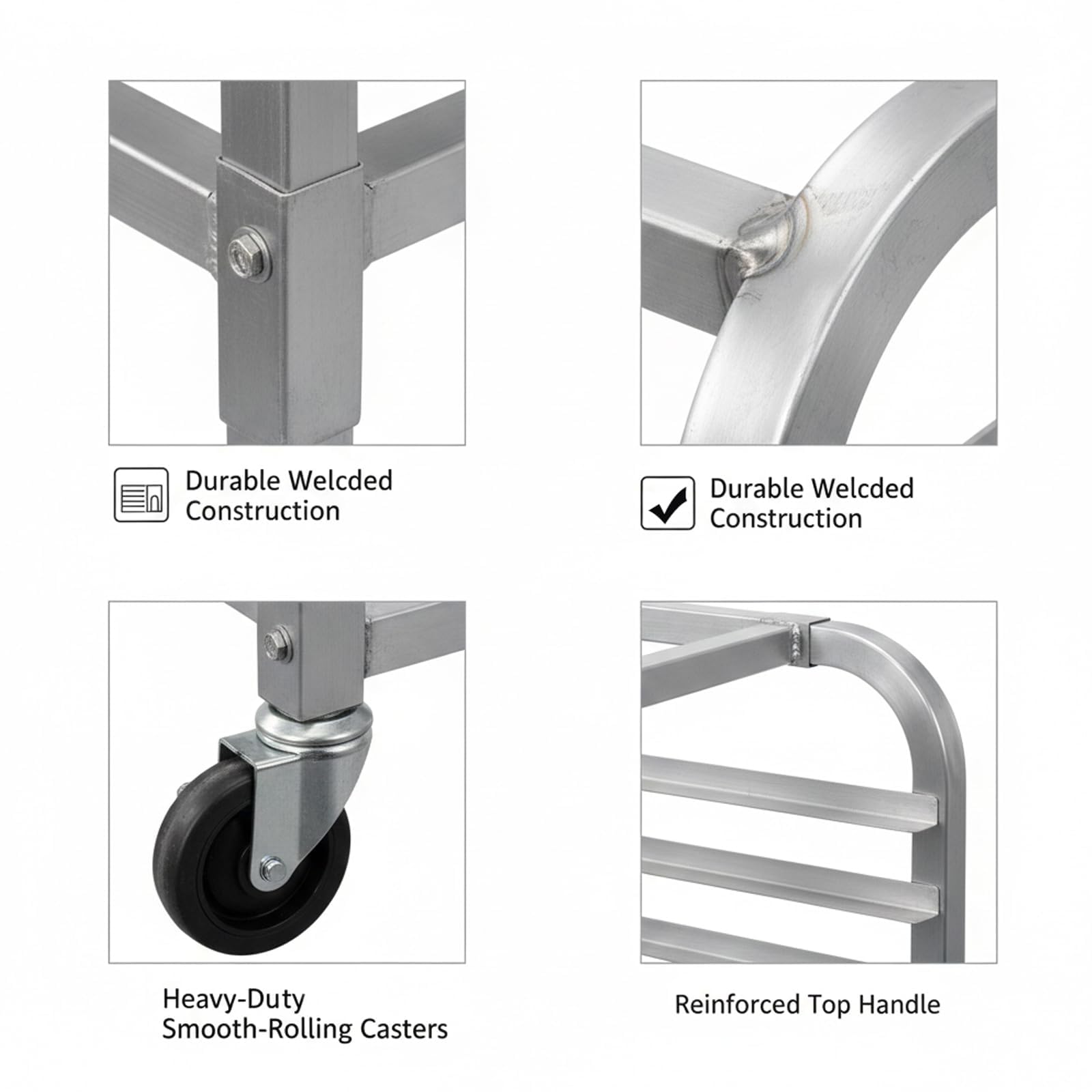 Garvee Carro Bandejero de Aluminio para Panadería 20 Niveles con Ruedas Giratorias Bloqueables - Estante Móvil para Bandejas de Horno, Uso Profesional y Doméstico, 50,8x66x178 cm