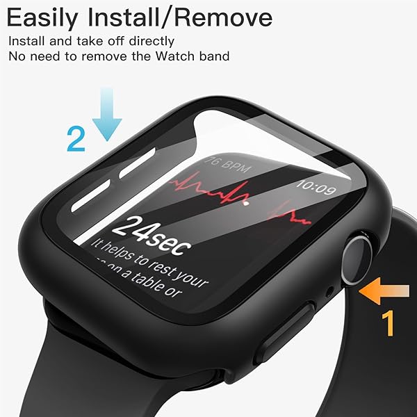 JETech Case with Screen Protector for Apple Watch Series 11/10 46mm, Overall Protective Cover, Built-in Tempered Glass Film High Sensitivity, 2 Pack (Black) - 4