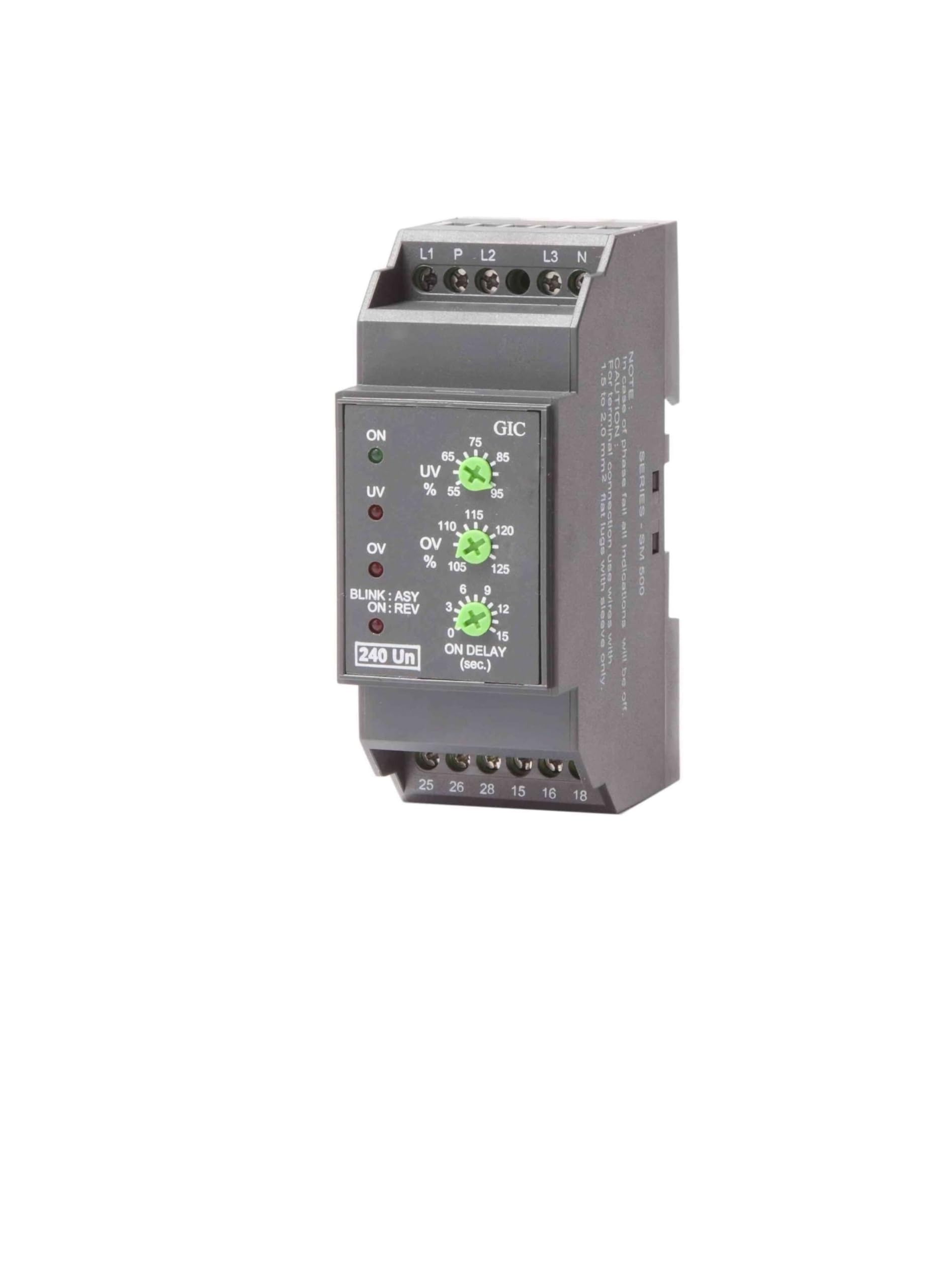 Gic Mg73Bh Gic Make Sm500-3Ph/1Ph, 4W Single Phasing Preventor Selectable On Delay (0 To 15 Sec) Over Voltage, Under Voltage Relay & Off Delay 5 Sec