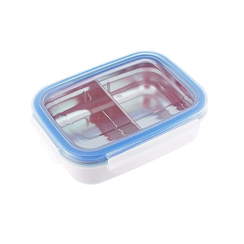 Innobaby Keepin Fresh - Caja de aperitivos Bento dividida de acero inoxidable con tapa para niños y niños pequeños sin BPA 11 onzas azul