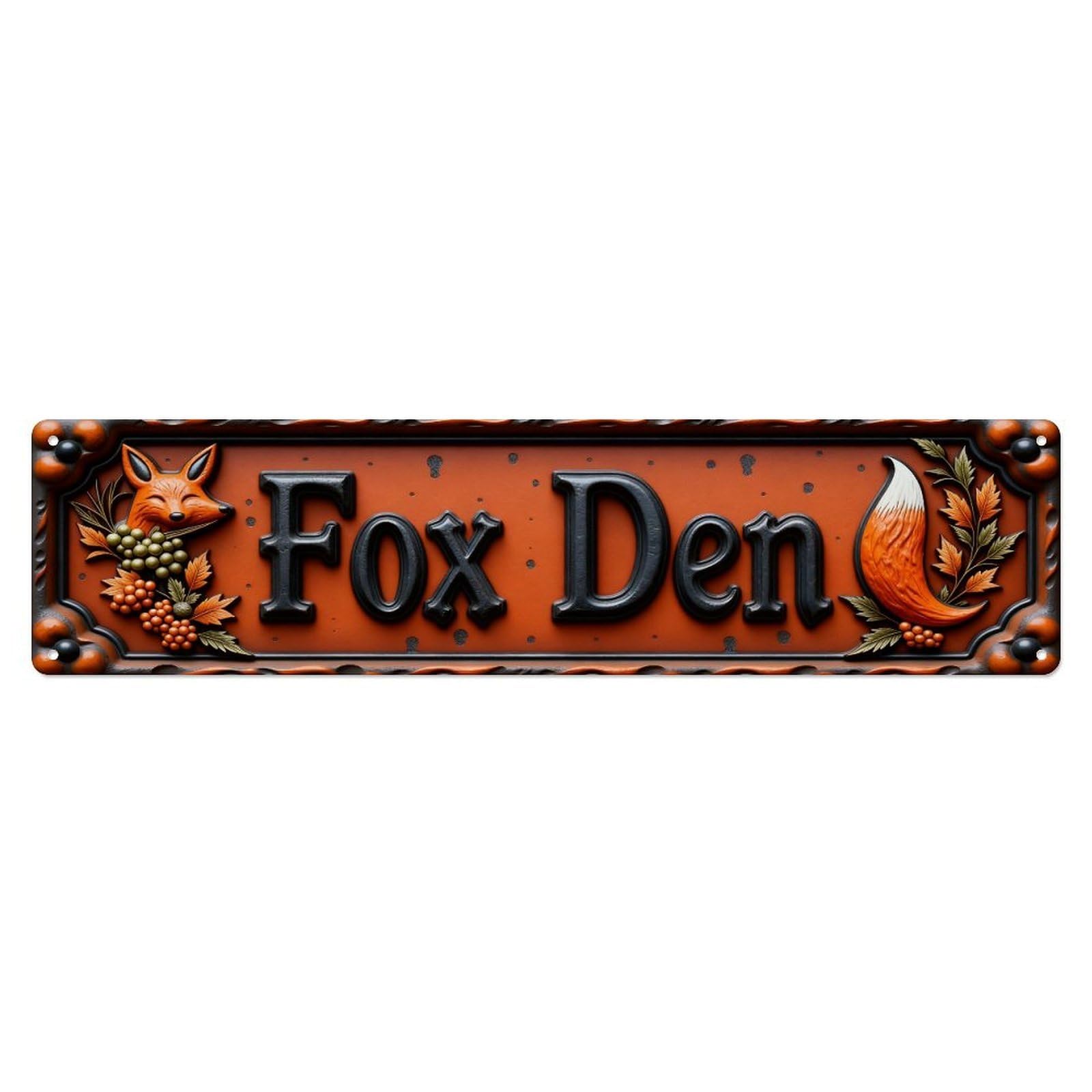 Fox Den Sign Pattern_2 Metal Tin Sign Plaque