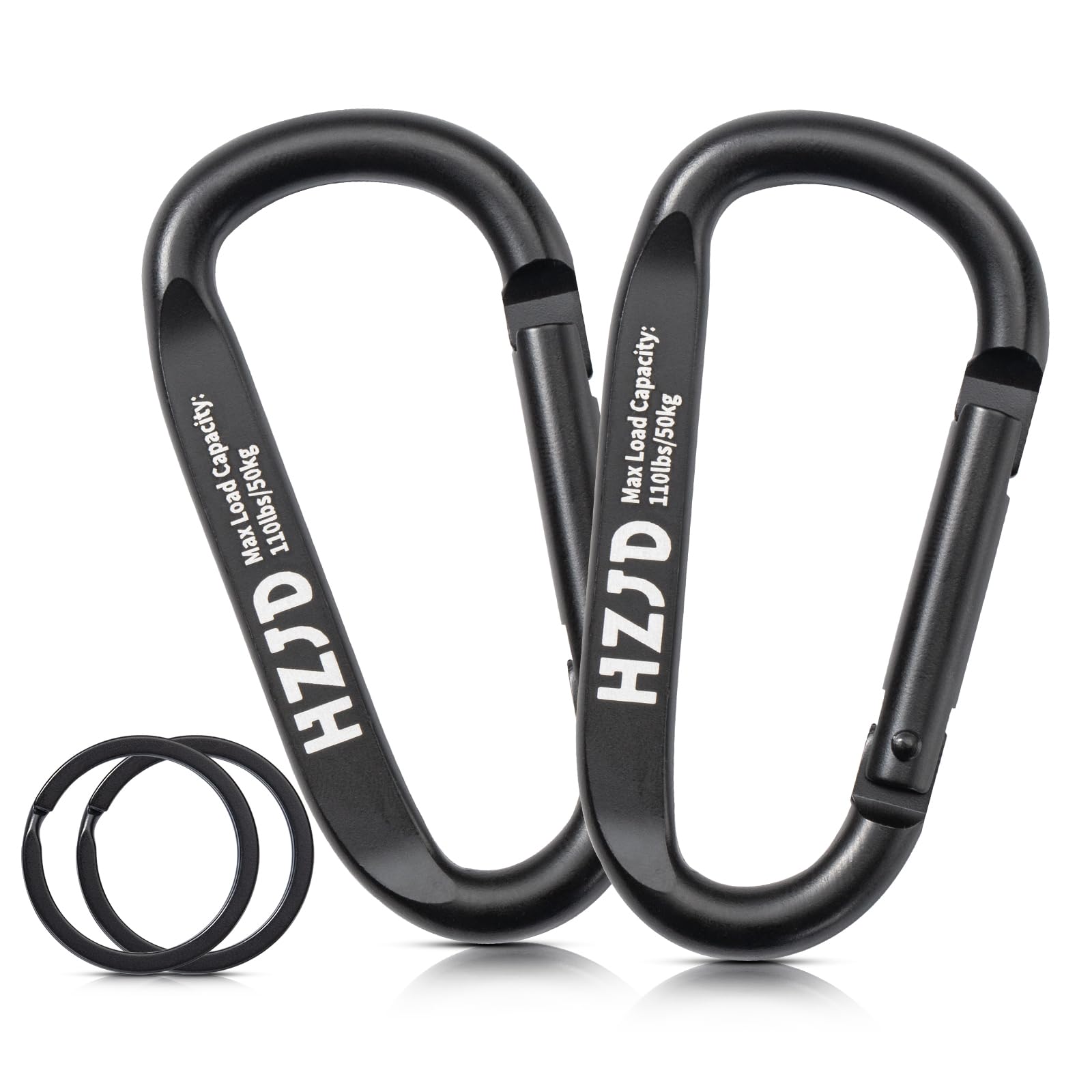 HZJD Carabiner Caribeaner Clip, 110lbs, 3
