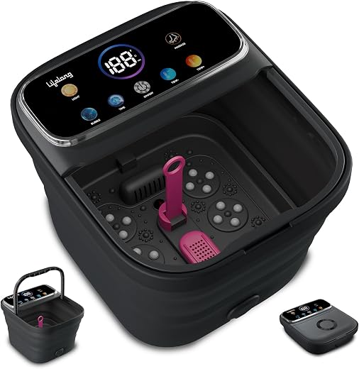 Lifelong Electric Foot Spa Pedicure Machine with Remote | Foldable Pedicure Tub for Home with 6 Rotating Rollers &amp; Pumice 