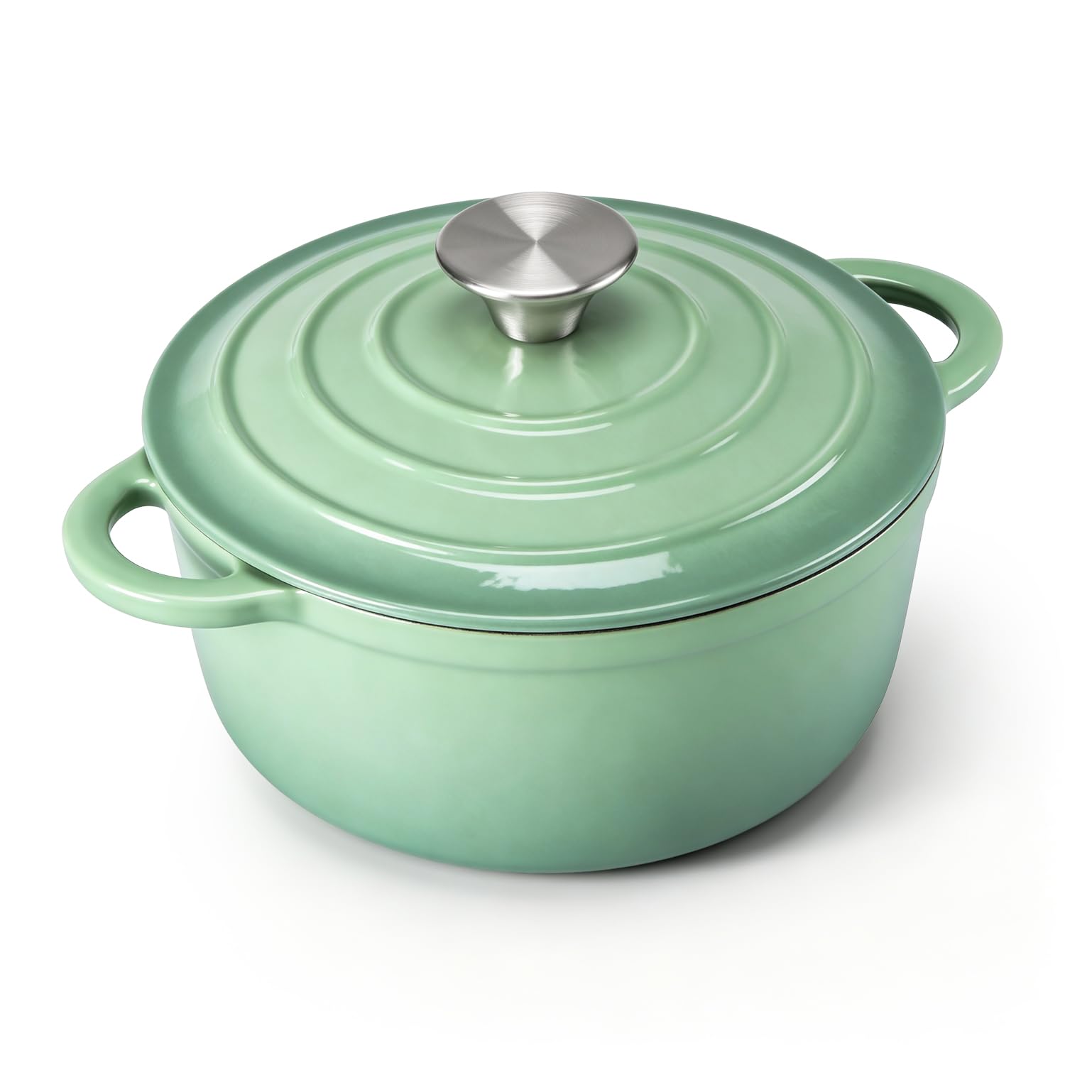 Leonyo 2-Quart Small Enameled Cast Iron Dutch Oven with Lid, Pistachio Green