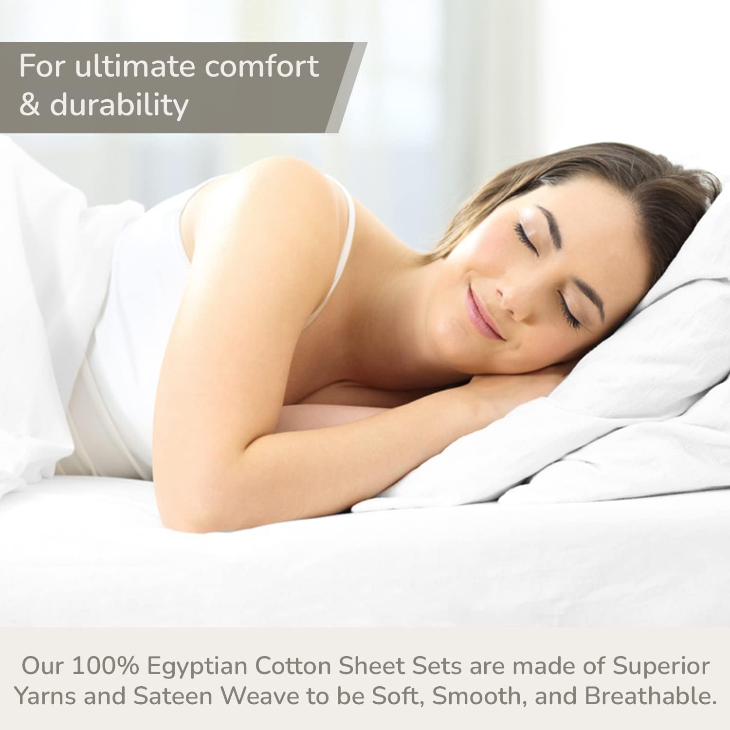 100% Egyptian Cotton Split King Sheet Set White 1000 Thread Count Luxury Hotel Soft and Smooth Split King Size Bed Sheets Set 16" Deep Pocket Sateen Weave Extra Long Staple Cotton - 5 Piece - Image 2